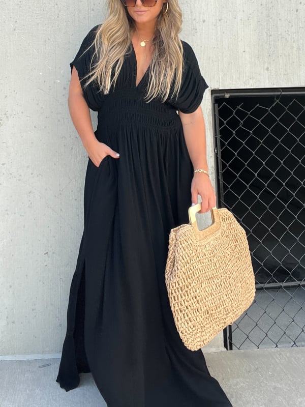 💖2025 Limited Sale 54% OFF💗New Slit v-neck effortless maxi long dress