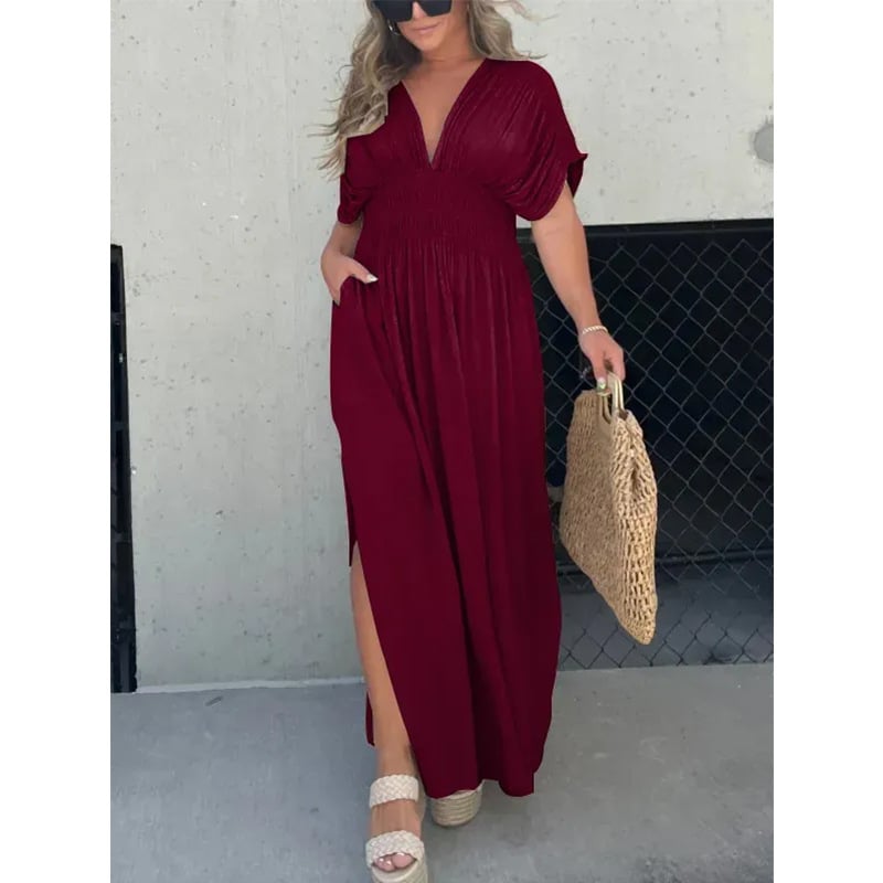 💖2025 Limited Sale 54% OFF💗New Slit v-neck effortless maxi long dress