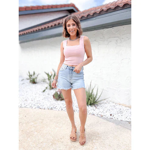 💖LAST DAY SALE 50% OFF🥰High Rise Frayed Hem Cut Off Dad Shorts
