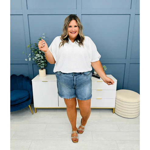💖LAST DAY SALE 50% OFF🥰High Rise Frayed Hem Cut Off Dad Shorts