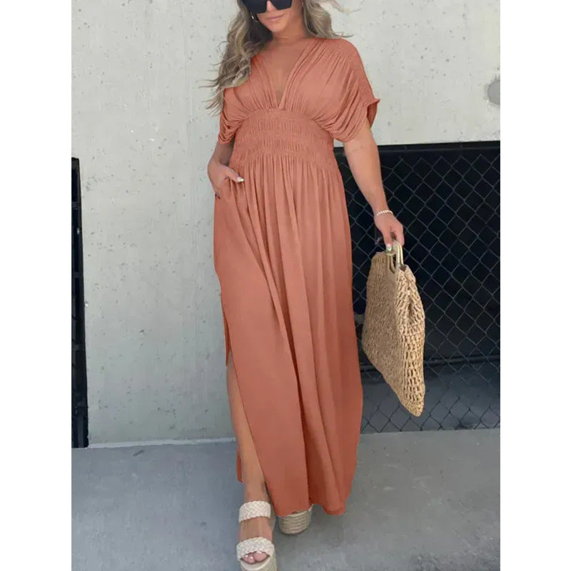 💖2025 Limited Sale 54% OFF💗New Slit v-neck effortless maxi long dress
