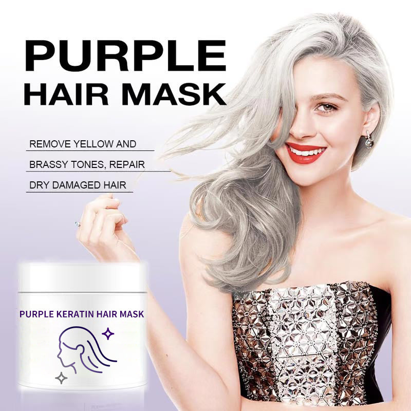 ✨Buy 2 Get 1 Free✨Purple Keratin Hair Mask - Locks Color & Neutralizes Brass & Yellow Tones for Blonde Silver Gray Highlighted Hair