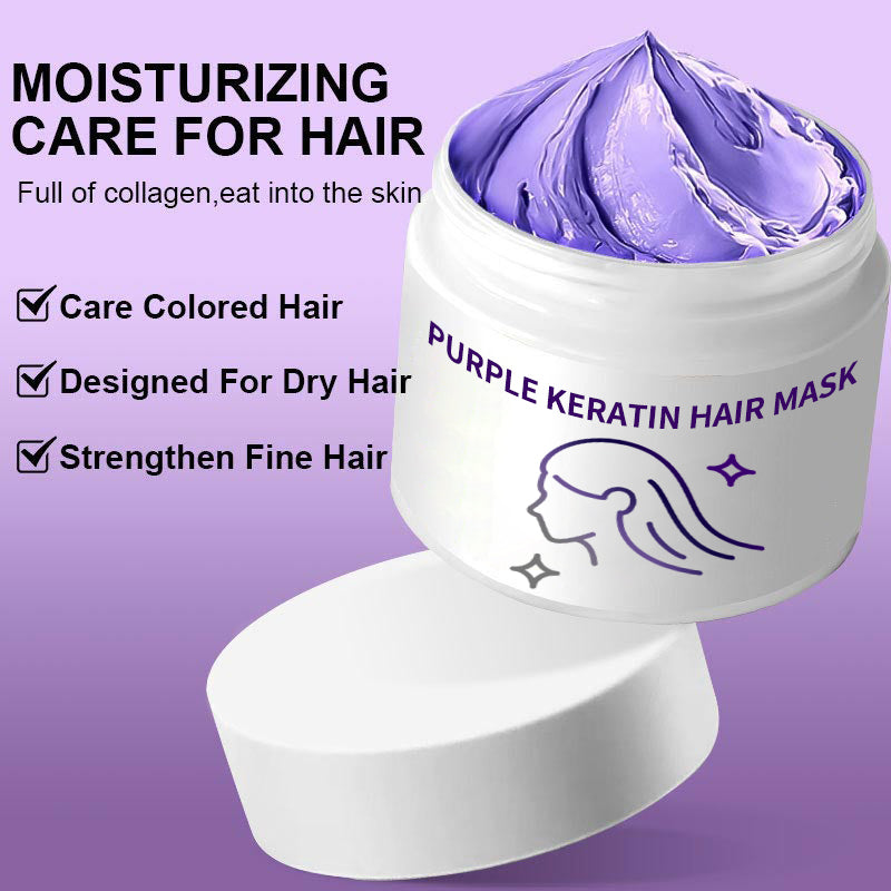 ✨Buy 2 Get 1 Free✨Purple Keratin Hair Mask - Locks Color & Neutralizes Brass & Yellow Tones for Blonde Silver Gray Highlighted Hair