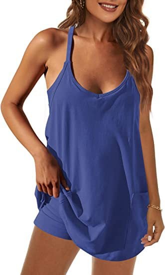 🌷SUMMER BIG SALE 60% OFF🌷 - Women's Sleeveless Dress Athletic Dress Spaghetti Strap Short with Pockets
