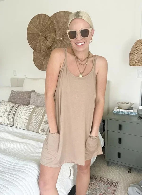 🌷SUMMER BIG SALE 60% OFF🌷 - Women's Sleeveless Dress Athletic Dress Spaghetti Strap Short with Pockets