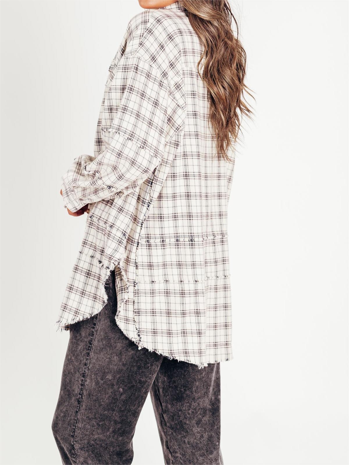 🔥LAST DAY SALE 49% OFF🔥Women's Mineral Washed Button Down Plaid Shirt