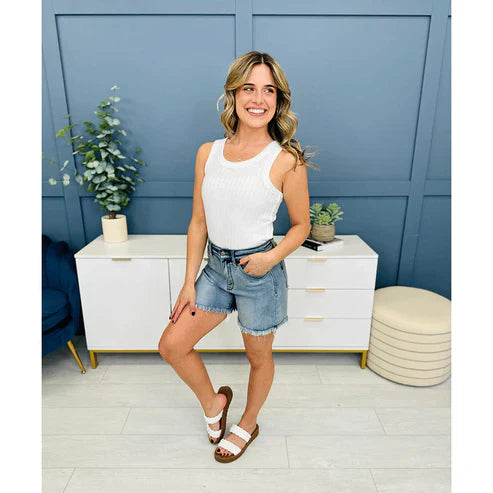 💖LAST DAY SALE 50% OFF🥰High Rise Frayed Hem Cut Off Dad Shorts