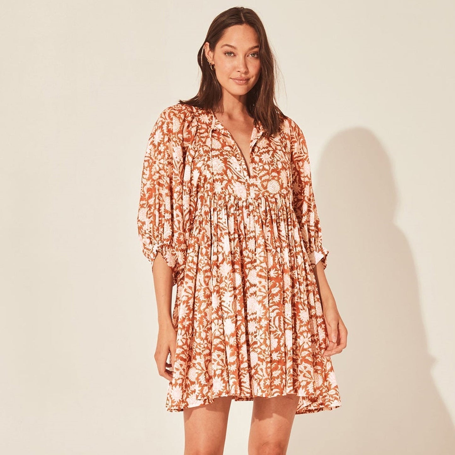 š„50% OFFš„V Neck Summer Half Sleeve Floral Tunic Short Dress