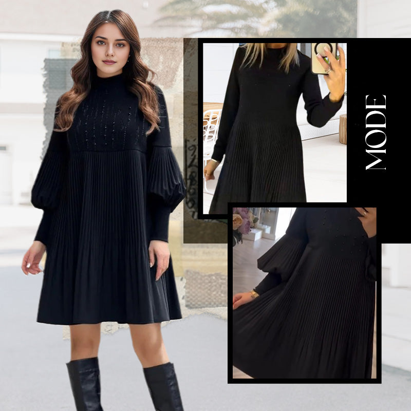 🥰HOT SALE 🥰Women's Plus Size Lantern Sleeve Stand Collar Dress