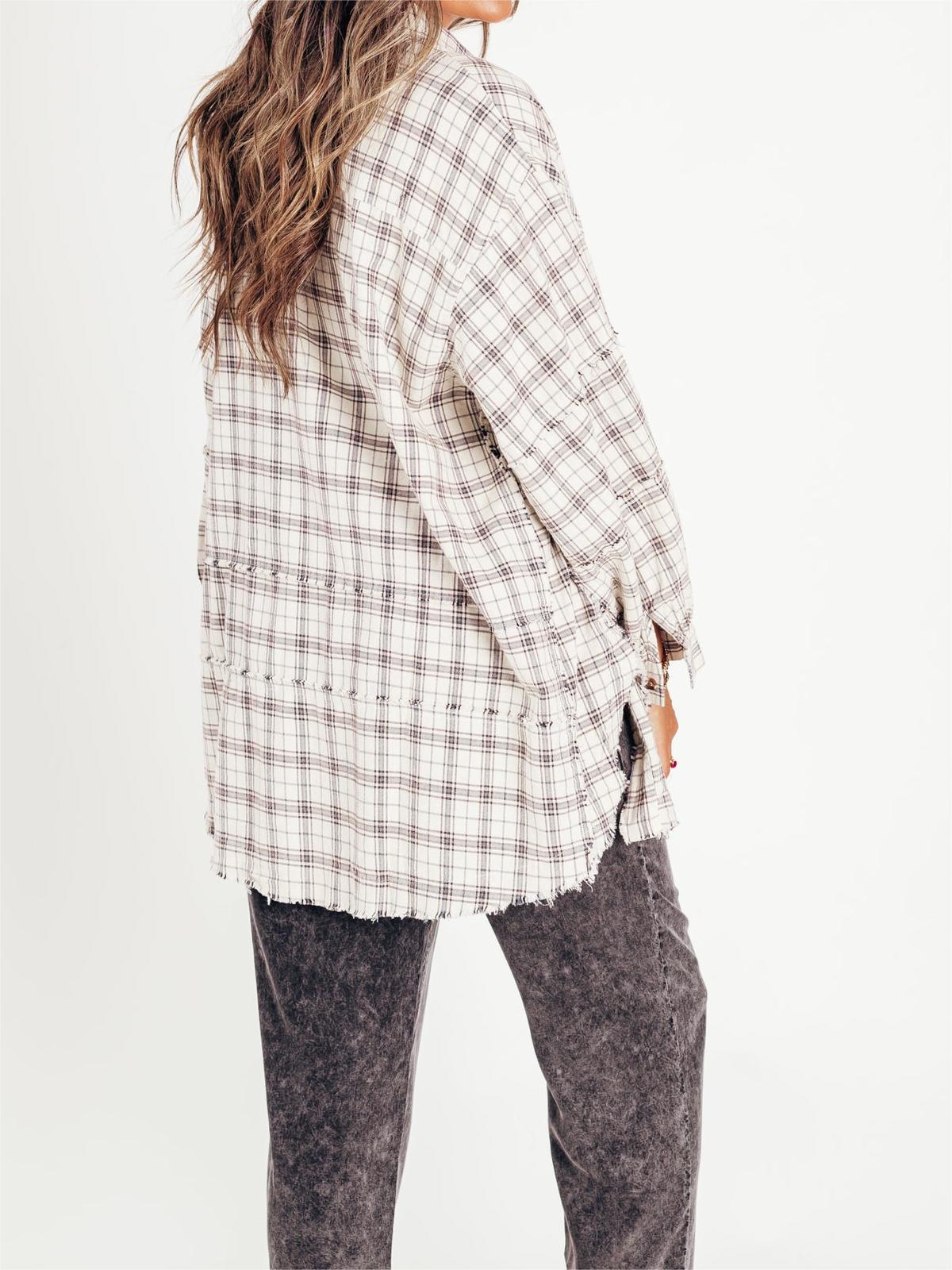 🔥LAST DAY SALE 49% OFF🔥Women's Mineral Washed Button Down Plaid Shirt