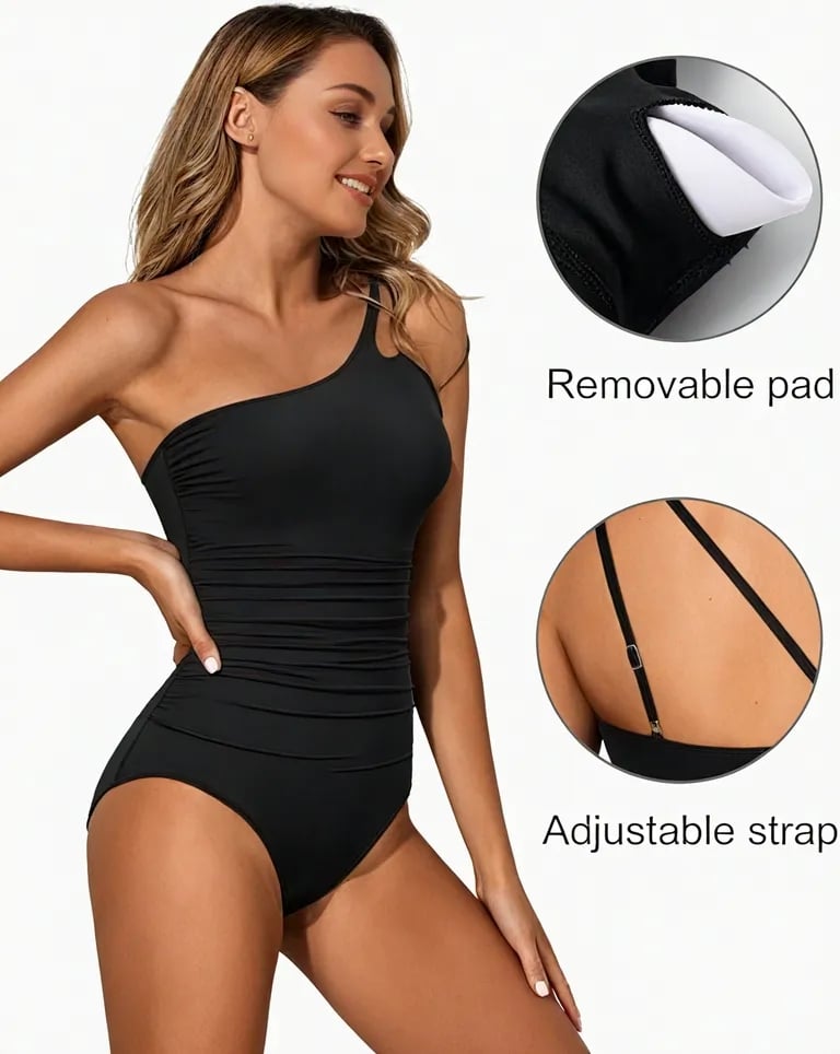 ⛱️LAST DAY SPECIAL PRICE: £14.99!!💖One Shoulder One Piece Swimsuit for Women👙