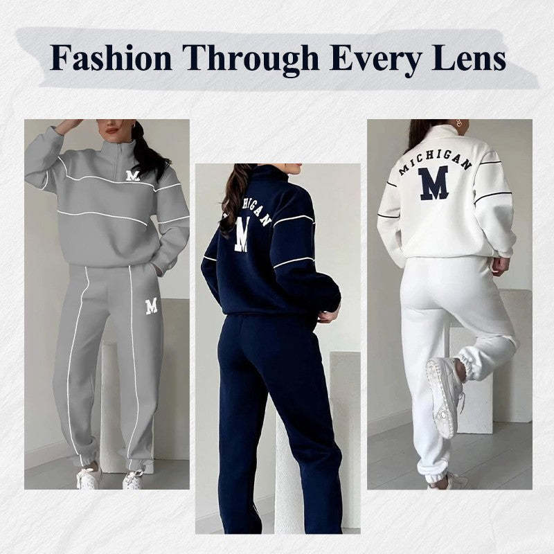 💥NEW HOT SALES 🔥Women's Casual Letter M Long Sleeve Two Piece Set(Fabric upgrade)