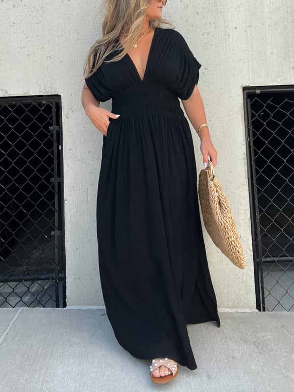 💖2025 Limited Sale 54% OFF💗New Slit v-neck effortless maxi long dress