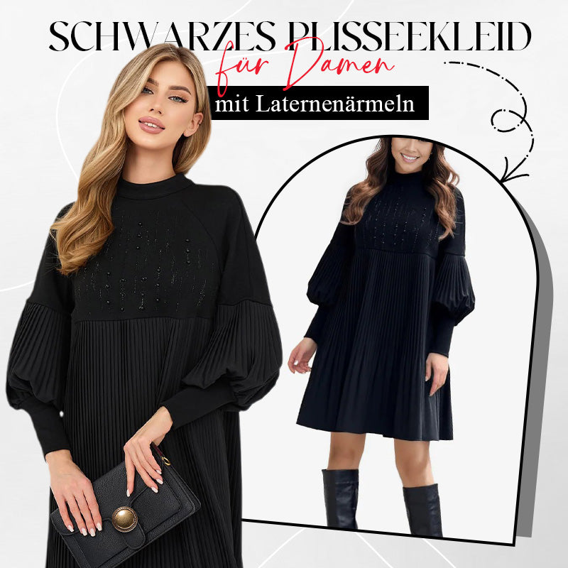 🥰HOT SALE 🥰Women's Plus Size Lantern Sleeve Stand Collar Dress