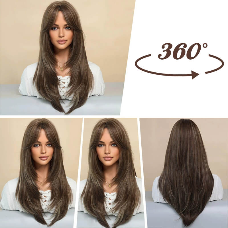 💕HOT SALE 💕Wig long hair Layered bangs wigs