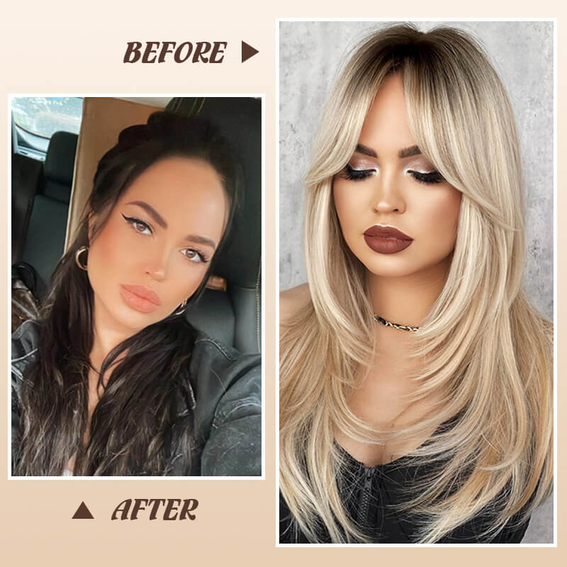 💕HOT SALE 💕Wig long hair Layered bangs wigs