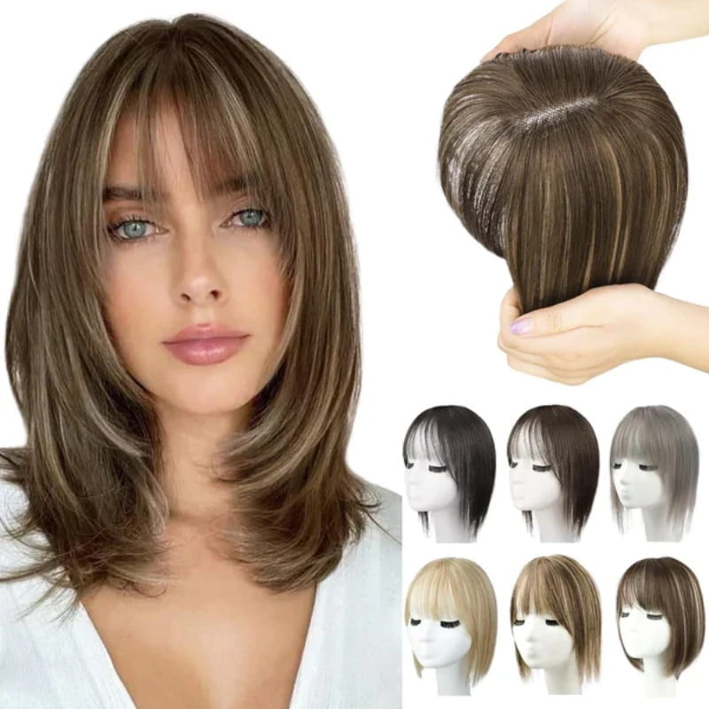 💥Limited Time Big Sale 60% OFF💥 Natural Hair Toppers with Bangs for Women(100% Natural Real Hair)