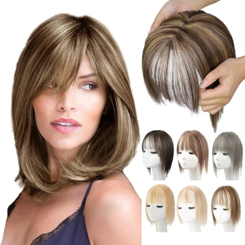 💥Limited Time Big Sale 60% OFF💥 Natural Hair Toppers with Bangs for Women(100% Natural Real Hair)