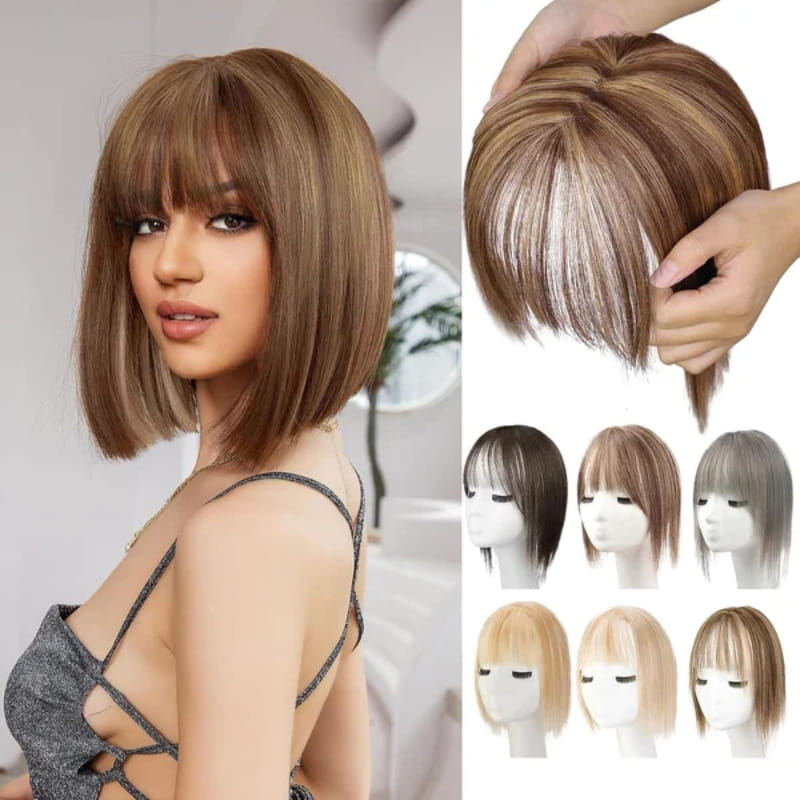 💥Limited Time Big Sale 60% OFF💥 Natural Hair Toppers with Bangs for Women(100% Natural Real Hair)