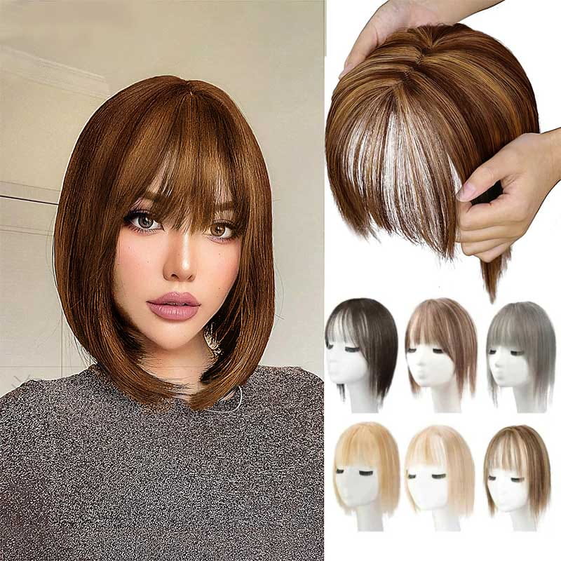 💥Limited Time Big Sale 60% OFF💥 Natural Hair Toppers with Bangs for Women(100% Natural Real Hair)