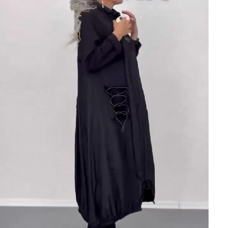 🔥Hot Sale 70% OFF💝Mockneck Long Sleeve Dress With Drawstring