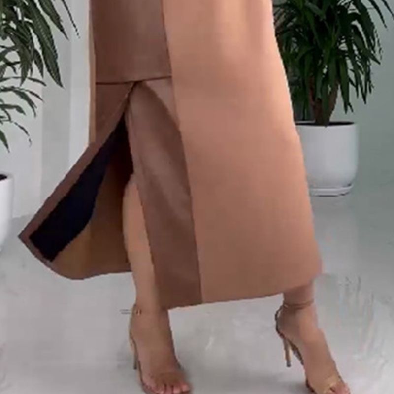 💕Women's Casual Loose Leather Patchwork Dress with Pockets