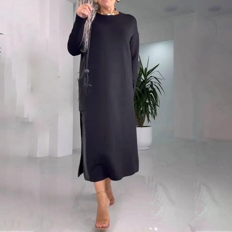 💕Women's Casual Loose Leather Patchwork Dress with Pockets