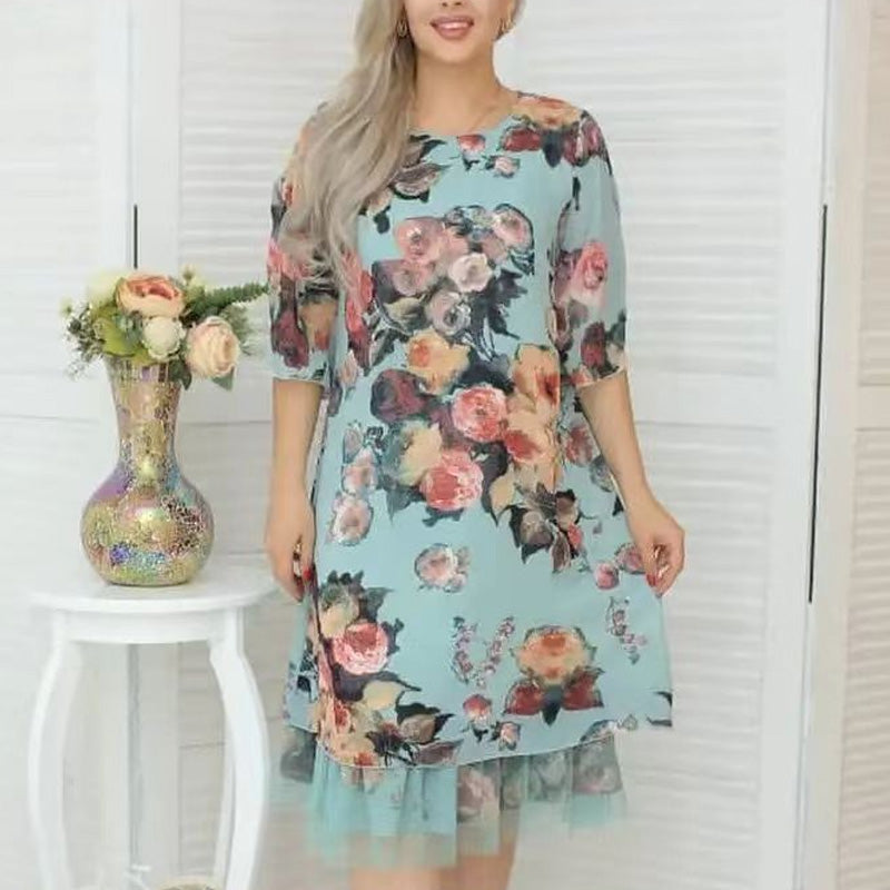 🌸Spring Specials🌸 Spring Specials Women's Elegant Rose Print Loose Dress
