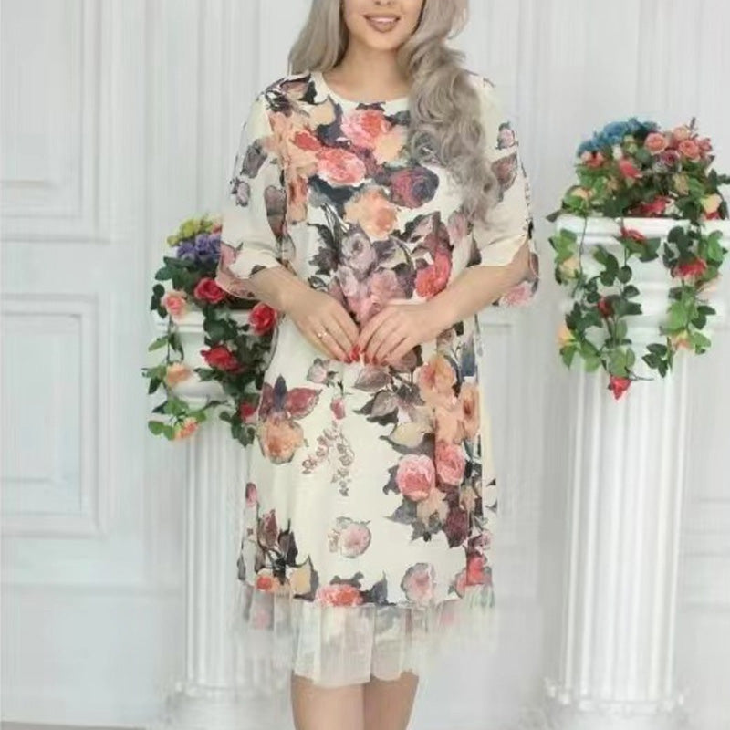 🌸Spring Specials🌸 Spring Specials Women's Elegant Rose Print Loose Dress