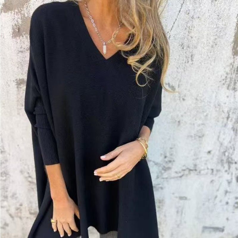 🌸Spring Specials💐 Women's Long Sleeve Knitted V-Neck Loose Long Top