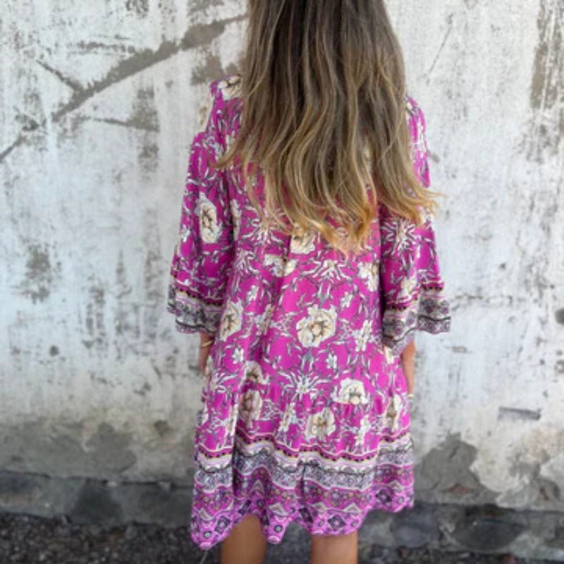 🌸Spring Specials 50% OFF🌸Casual Floral V-Neck Button Closure Dress