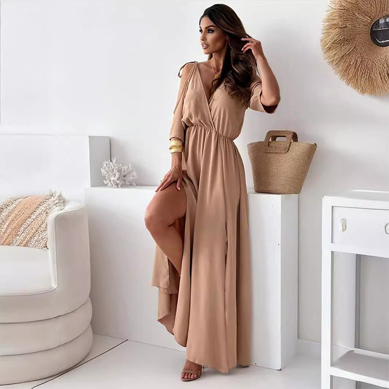 💖Limited Time 60% Off⏳Women’s Elegant Sexy V Neck Side Slit Dress - Show Off Your Charming Curves, Radiate Elegance!