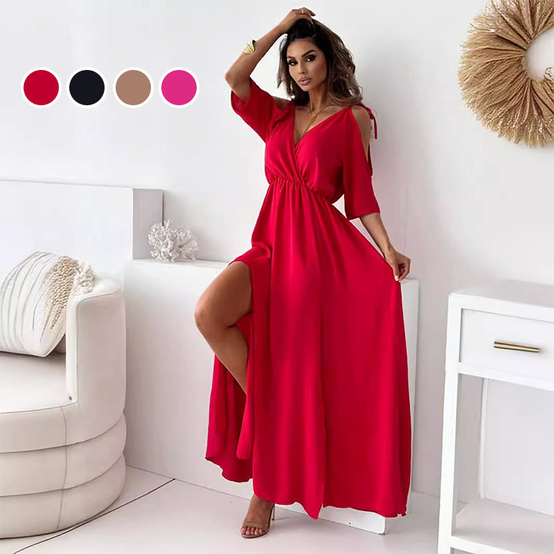 💖Limited Time 60% Off⏳Women’s Elegant Sexy V Neck Side Slit Dress - Show Off Your Charming Curves, Radiate Elegance!