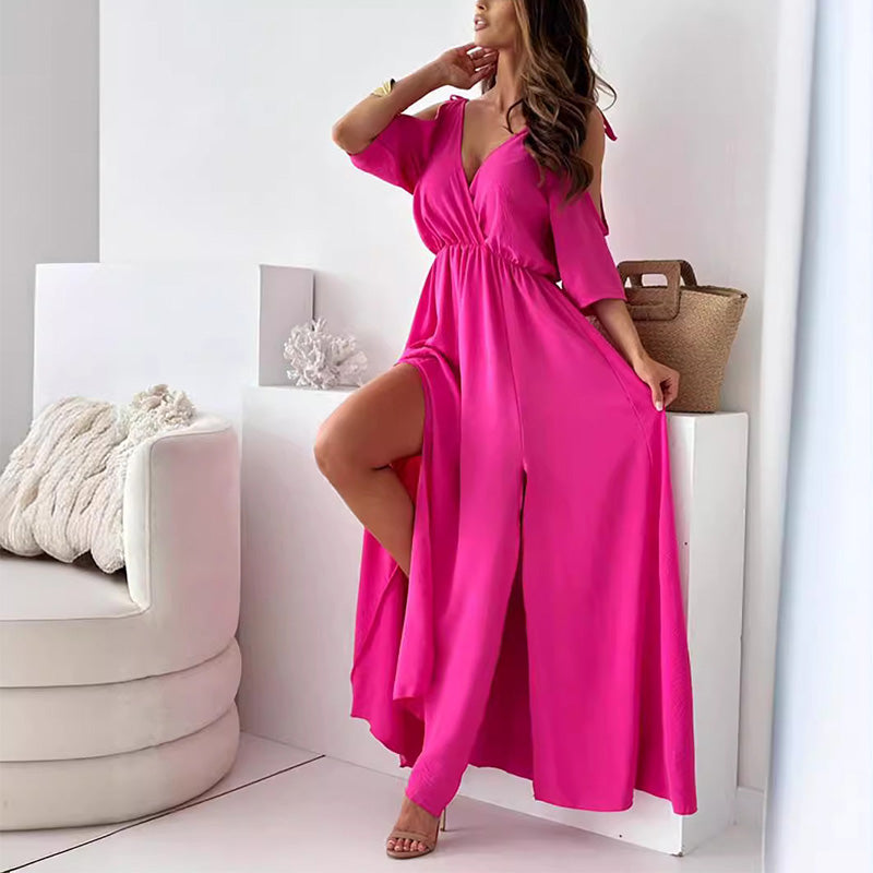 💖Limited Time 60% Off⏳Women’s Elegant Sexy V Neck Side Slit Dress - Show Off Your Charming Curves, Radiate Elegance!