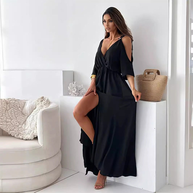 💖Limited Time 60% Off⏳Women’s Elegant Sexy V Neck Side Slit Dress - Show Off Your Charming Curves, Radiate Elegance!