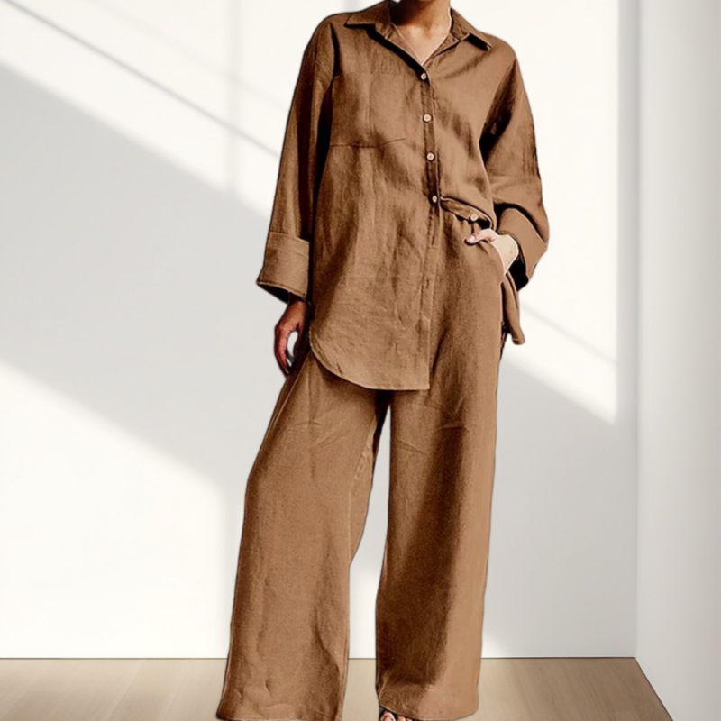 🌸Spring Specials-52%OFF 🌸Women's Casual Loose Fit Shirt & Pants Two-Piece Set
