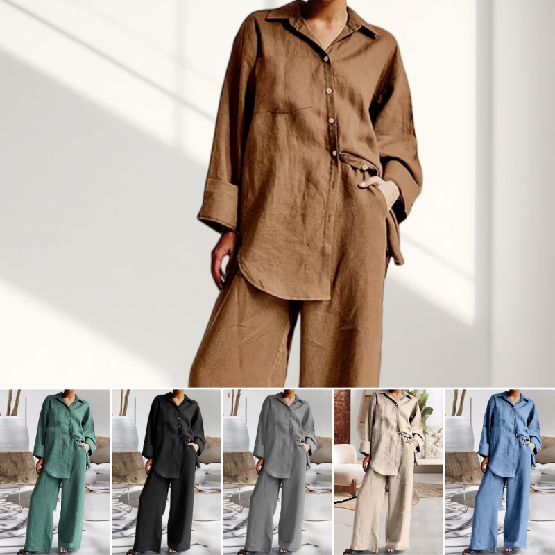 🌸Spring Specials-52%OFF 🌸Women's Casual Loose Fit Shirt & Pants Two-Piece Set