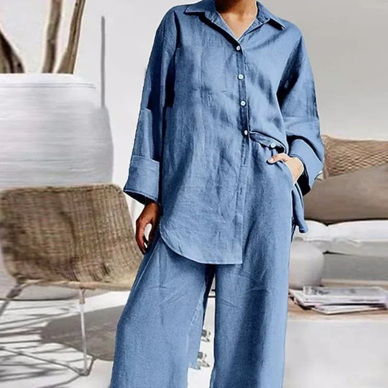 🌸Spring Specials-52%OFF 🌸Women's Casual Loose Fit Shirt & Pants Two-Piece Set