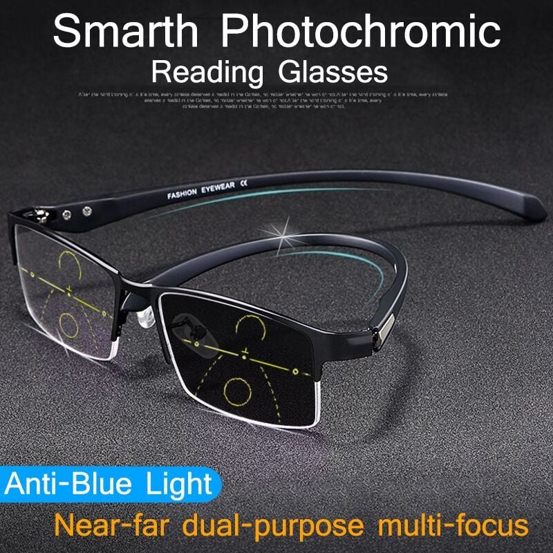 🔥 Hot Sale 55%OFF🔥Titanium Multi-focus Reading Glasses Photochromic Progressive Double Light Anti-blue Light