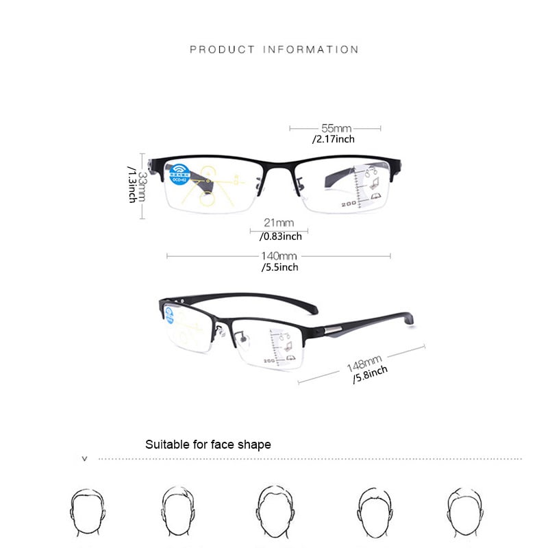 🔥 Hot Sale 55%OFF🔥Titanium Multi-focus Reading Glasses Photochromic Progressive Double Light Anti-blue Light