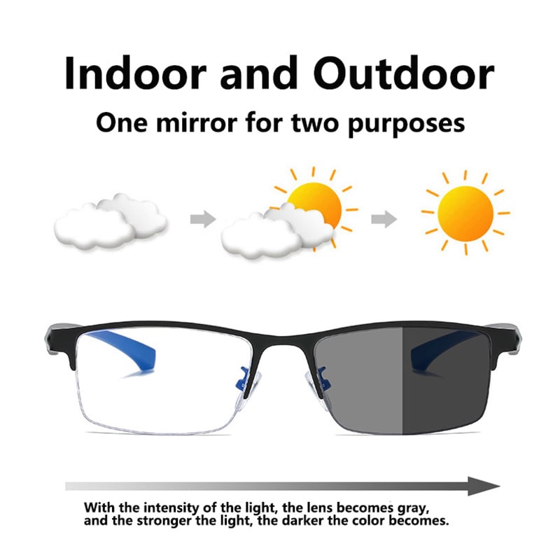 🔥 Hot Sale 55%OFF🔥Titanium Multi-focus Reading Glasses Photochromic Progressive Double Light Anti-blue Light