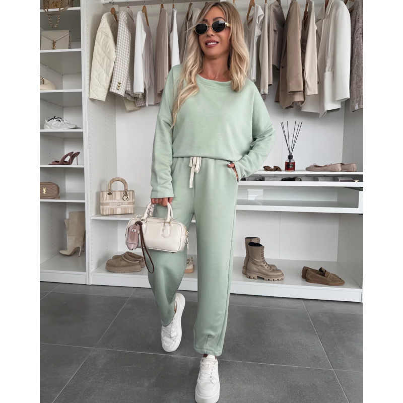 ✨ 2025 The Spring Hot Sale 🧥Solid Color Round Neck Top & Loose Pants 2-PCS👖