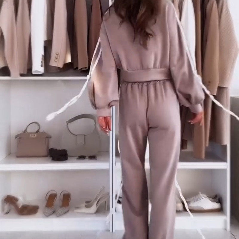 💖2025 Hot Sale💖 Round-Neck Top & Wide-Leg Pants 2-Piece Set