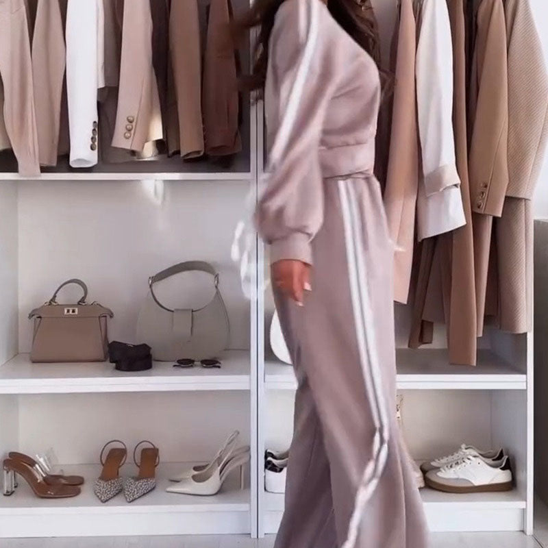 💖2025 Hot Sale💖 Round-Neck Top & Wide-Leg Pants 2-Piece Set