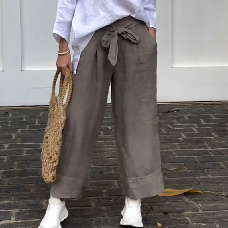 💖2025 Hot Sale 64% OFF💖Women's Cotton Linen Wide-Leg Ankle Pants