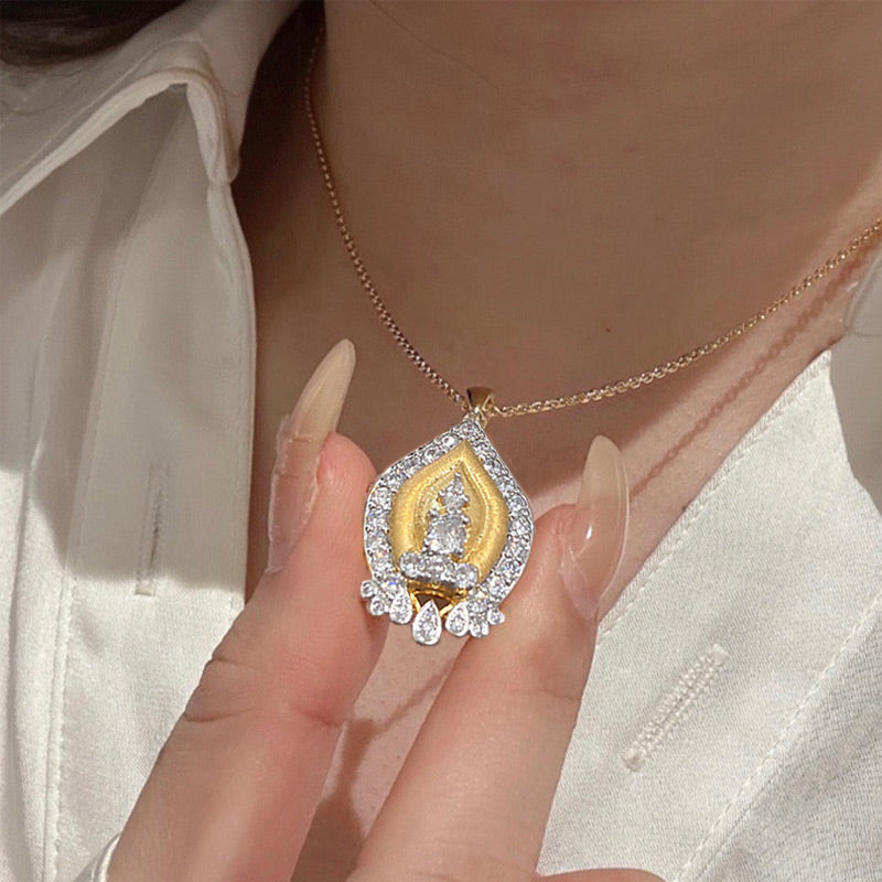 ✨Hot Sale 50% Off✨📿✨Retro Style Gold Tower Rhinestone Pendant