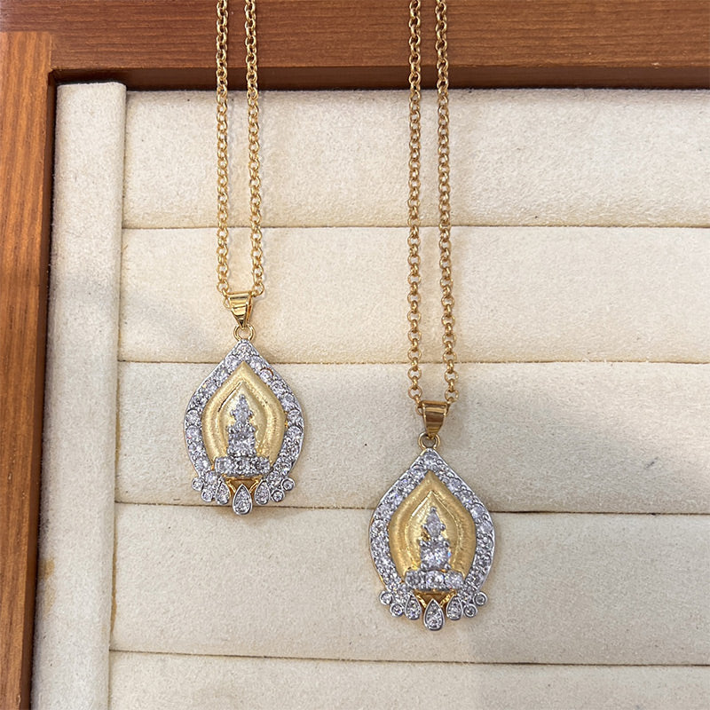 ✨Hot Sale 50% Off✨📿✨Retro Style Gold Tower Rhinestone Pendant