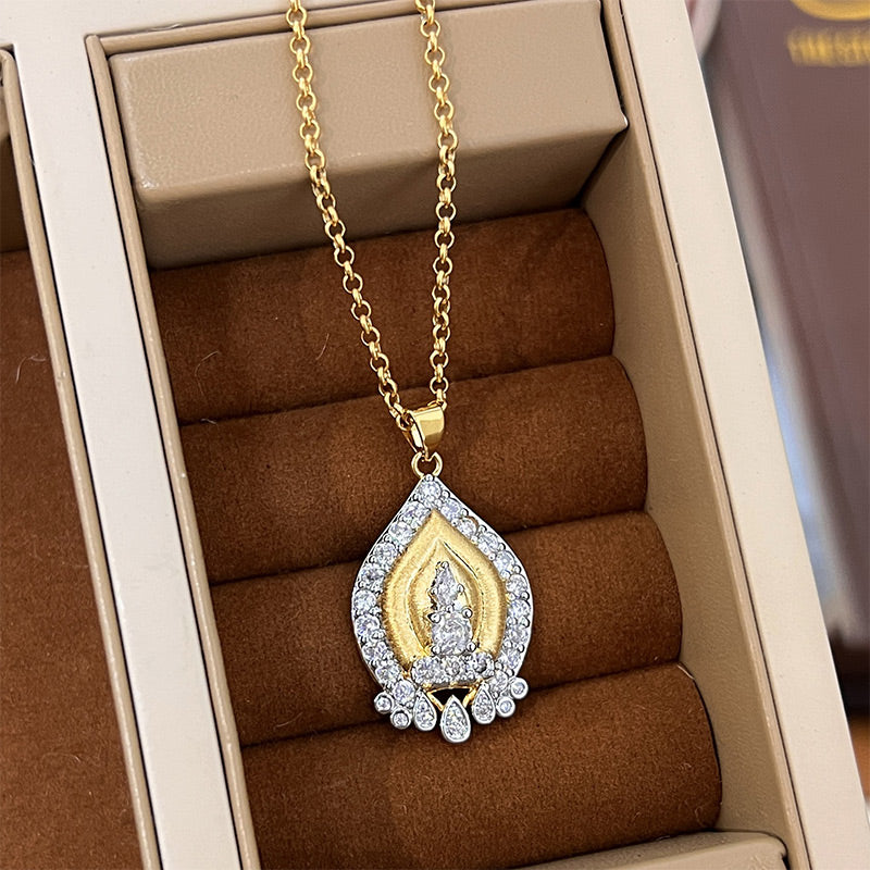 ✨Hot Sale 50% Off✨📿✨Retro Style Gold Tower Rhinestone Pendant