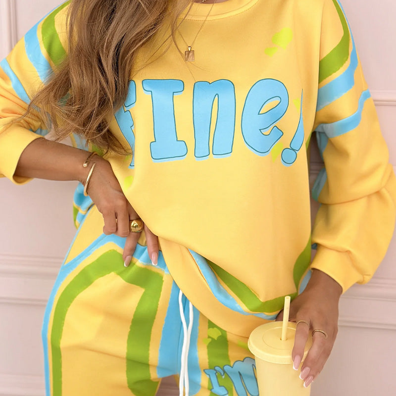 ✨Limited Sale 49% OFF✨Women's Colorful Print Two-Piece Sweatshirt and Jogger Set
