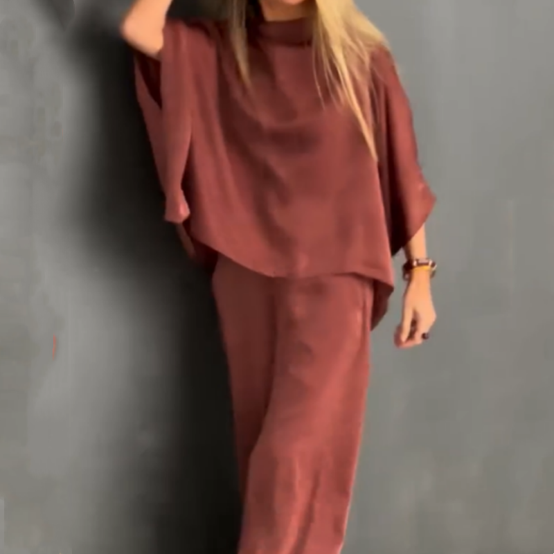 🎁Hot sale 50% OFF✨🔥Women's Loose Solid Color Bat-Sleeved 2-Piece Set